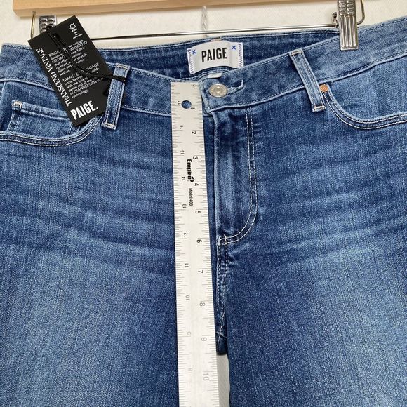 PAIGE Women's Brigitte with Raw Hem Cuff Mid Rise Straight Leg in Antwerp 27 NWT - Picture 7 of 12